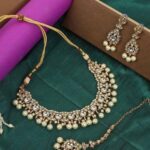 Ethnic Bridal Gold Plated Stone And Pearl Choker With Earring Maangtika