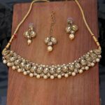 Gold Plated Traditional Kundan Choker Necklace With Earring And Maangtika Onesize Gold