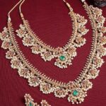 Set Of 2 Gold Plated Stones Studded And Beaded Necklace And Earrings