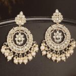 Gold Plated Kundan Studded And Beaded Contemporary Chandbalis