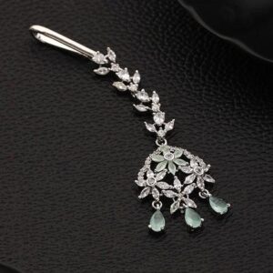 Rhodium Plated Ad Studded Maang Tikka