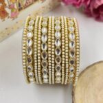 Golden Moti Paan Chudi Metal And Plastic Wedding Chuda Bangle Set