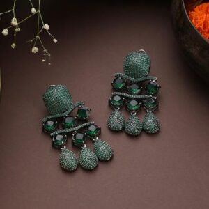 Green Zirconia Dangler Earrings
