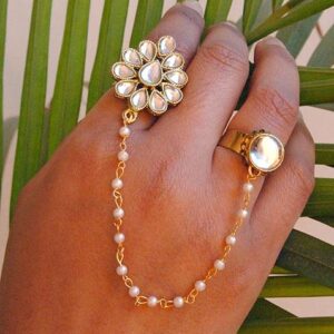 White Dynamic Duo Two Finger Ring