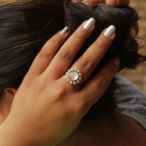 Gold Kundan Flower Ring