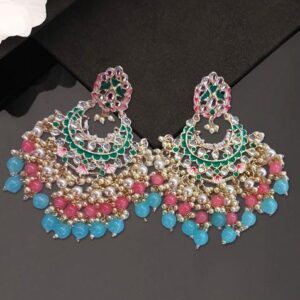 Multi Color Gold Plated Brass Earrings