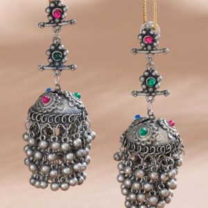 Designer Black Polish Jhumkas