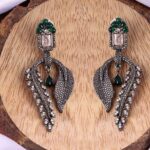 Silver Plated Cubic Zirconia Studded Contemporary Drop Earrings