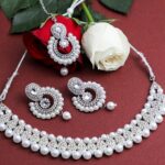 Silver Plated Stone Studded Choker Necklace Set With Mang Tikka