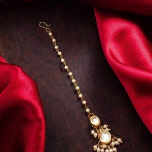 Gold Plated Kundan Studded Maang Tikka