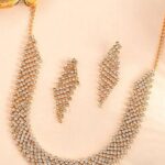 Gold Plated Amarican Diamond Handcrafted Choker With Earrings Set