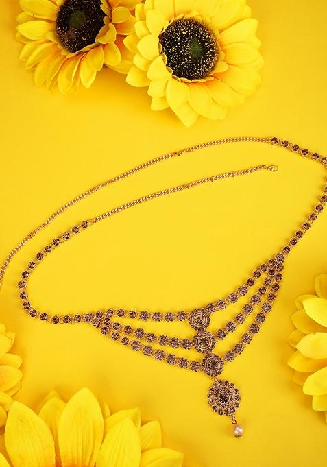 Gold Cubic Zirconia Waist Belt