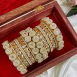 Golden Pearl And Kundan Metal And Plastic Wedding Chuda Bangle Set