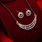 Silver Beaded Gold Plated Mangalsutra With Earrings