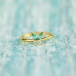 Plated Waterproof Anti Tarnish Green Zircon Butterfly Midi Ring
