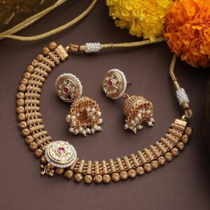 Gold Toned Temple Necklace Set