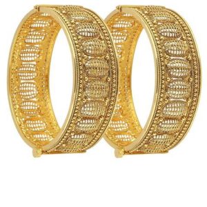 Gold Handcrafted Gold Plated Bangles (Set Of 2)