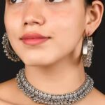 Oxidised Silver Ghunghroo Choker With Bali
