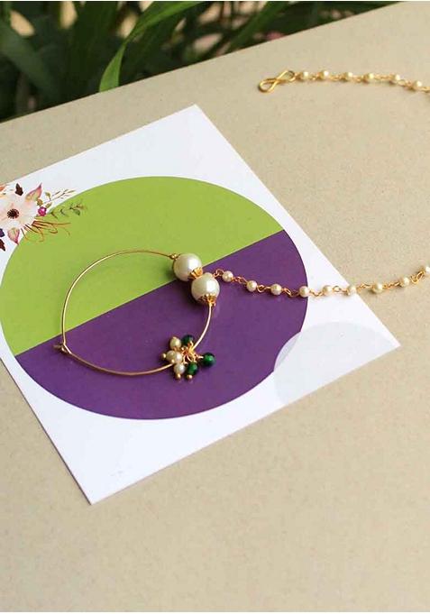 White Kundan Mixed Alloy Nath