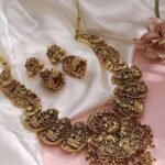 Gold Plated Stone Studded Temple Jewellery Set