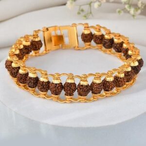 Elegant Gold Plated Rudraksha Bracelet