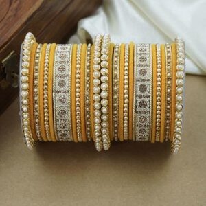 Yellow Traditional Metal Bangle Set