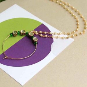 Green Kundan Mixed Alloy Nath