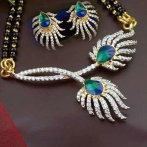 Gold Beaded Gold Plated Mangalsutra With Earrings