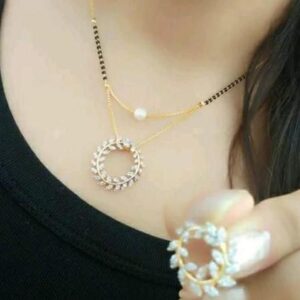 Gold Beaded Gold Plated Mangalsutra With Earrings