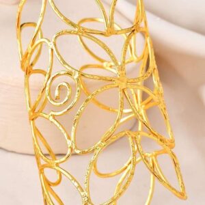 Statement Gold Cutout Leaf Cuff Bracelet