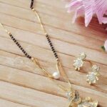 Gold Beaded Gold Plated Mangalsutra With Earrings