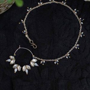 White Kundan Mixed Alloy Nath