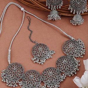 Silver Oxidised Necklace Set