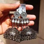 Large Statement Oxidised Jhumka Earrings For Women